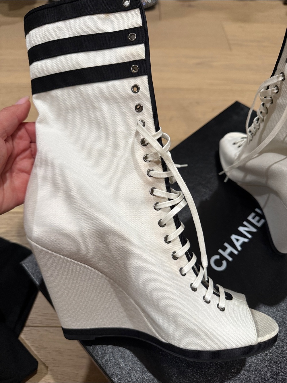CHANEL wedge peep toe  bootie - Picture 5 of 13